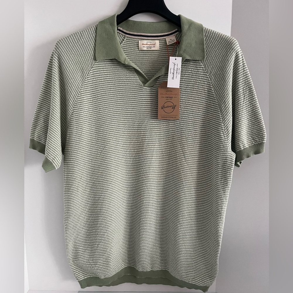 Original Weatherproof Vintage 100% Cotton Short Sleeve Knit Polo Sweater